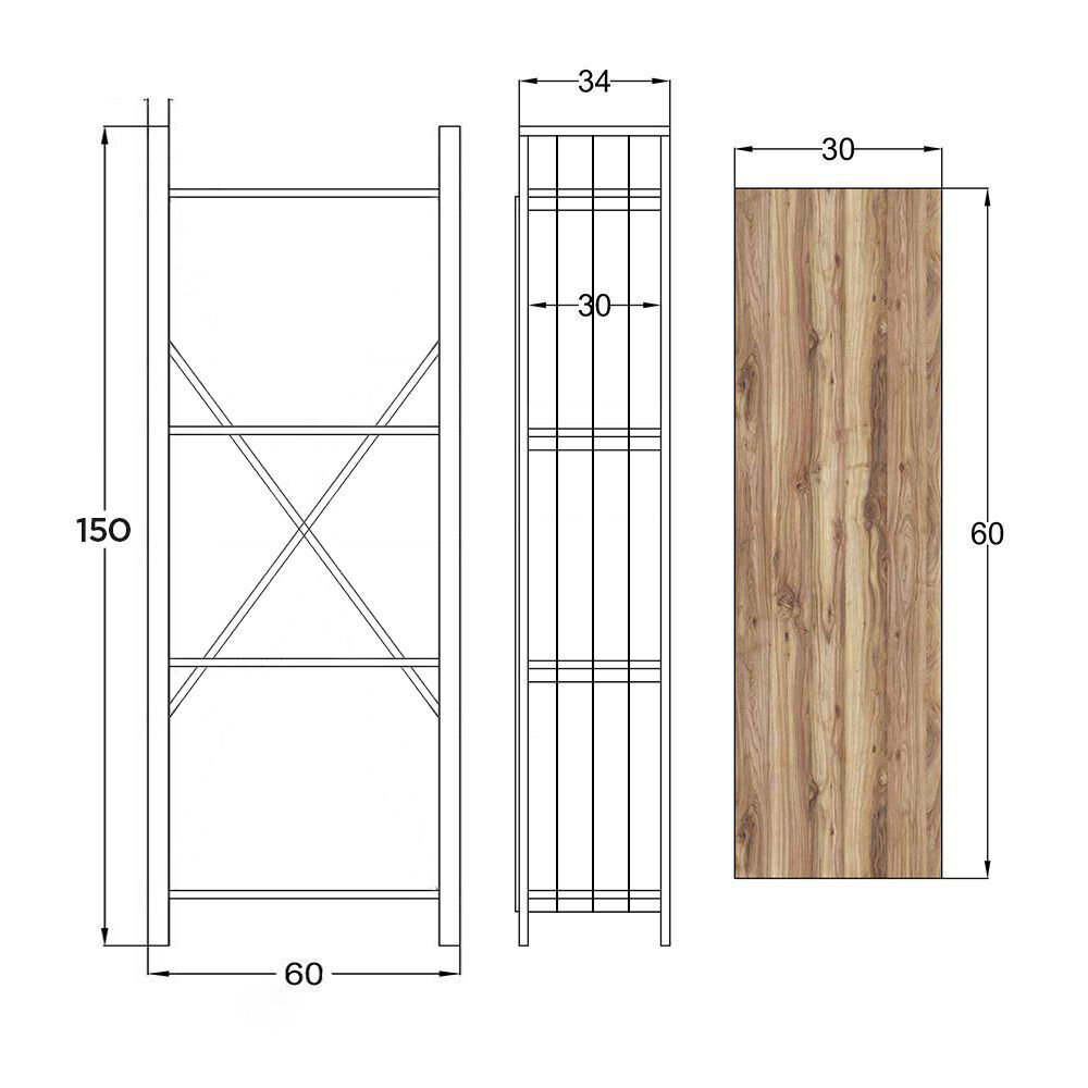 Riiul Asir, 60x150x30cm, must/beež hind ja info | Riiulid | hansapost.ee