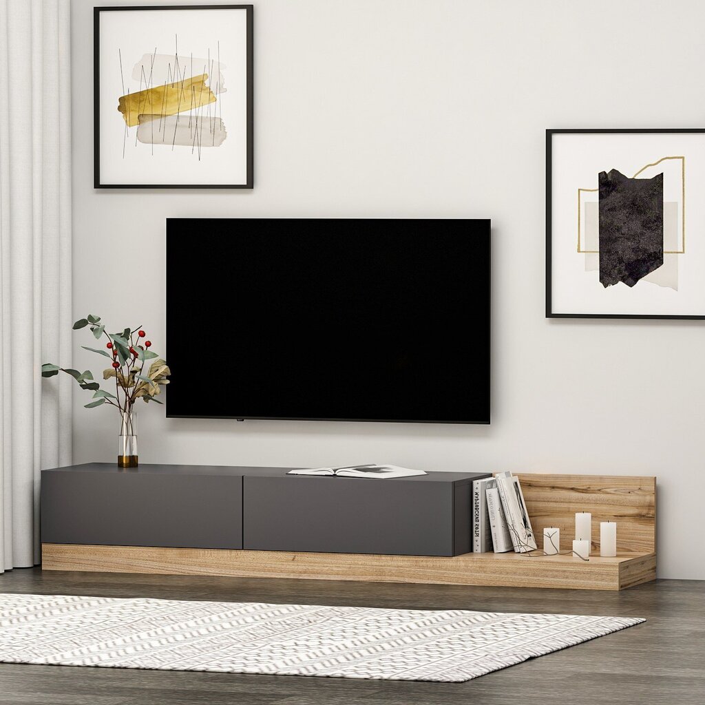 TV alus Asir, 180x30x37 cm, hall/pruun hind ja info | Televiisori alused | hansapost.ee