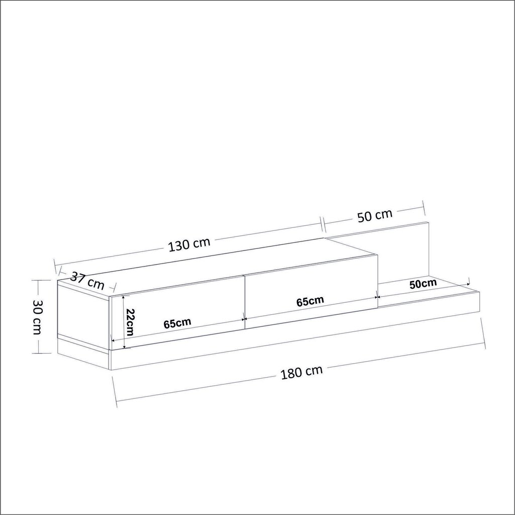 TV alus Asir, 180x30x37 cm, hall/pruun цена и информация | Televiisori alused | hansapost.ee