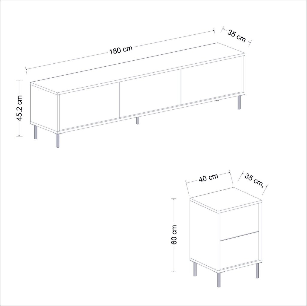 TV-alus Asir, 180x45,2x35 cm, hall цена и информация | Televiisori alused | hansapost.ee