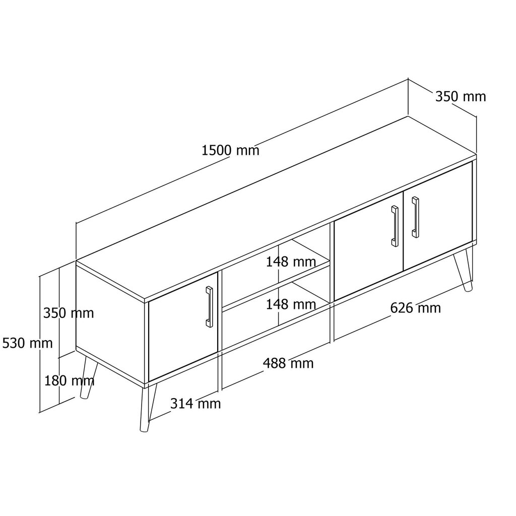 TV alus, Asir, 150x52x34 cm, tume pruun цена и информация | Televiisori alused | hansapost.ee