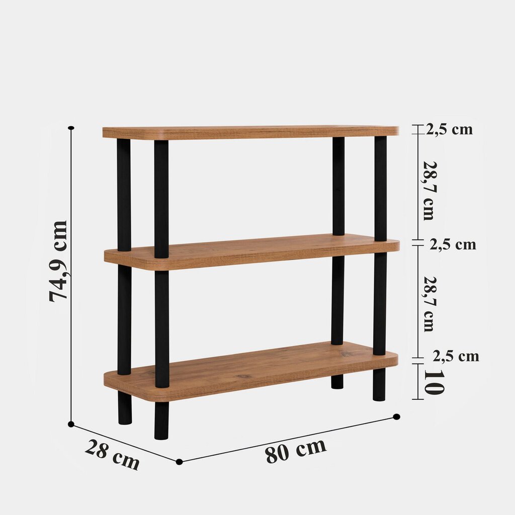 Raamatutiiul Asir, 80x75x28cm, beež/must hind ja info | Riiulid | hansapost.ee