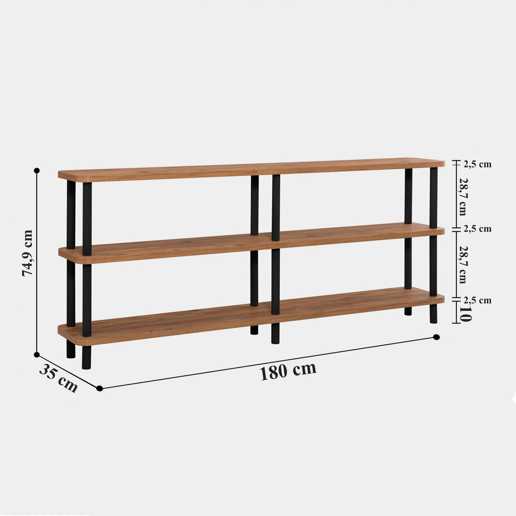 Riiul Asir, 180x74,9x35cm, beež/must hind ja info | Riiulid | hansapost.ee