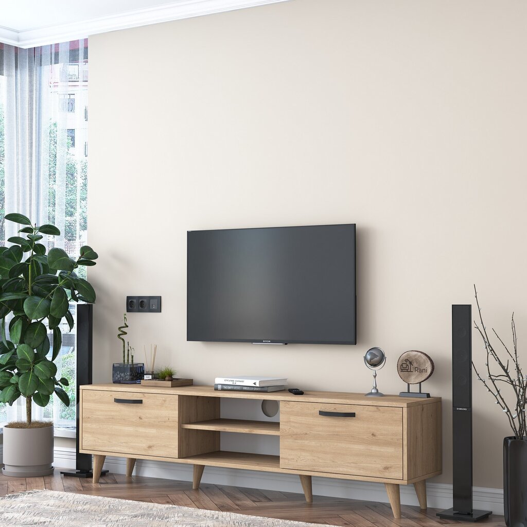 TV alus Asir, 180x49x35 cm, pruun цена и информация | Televiisori alused | hansapost.ee