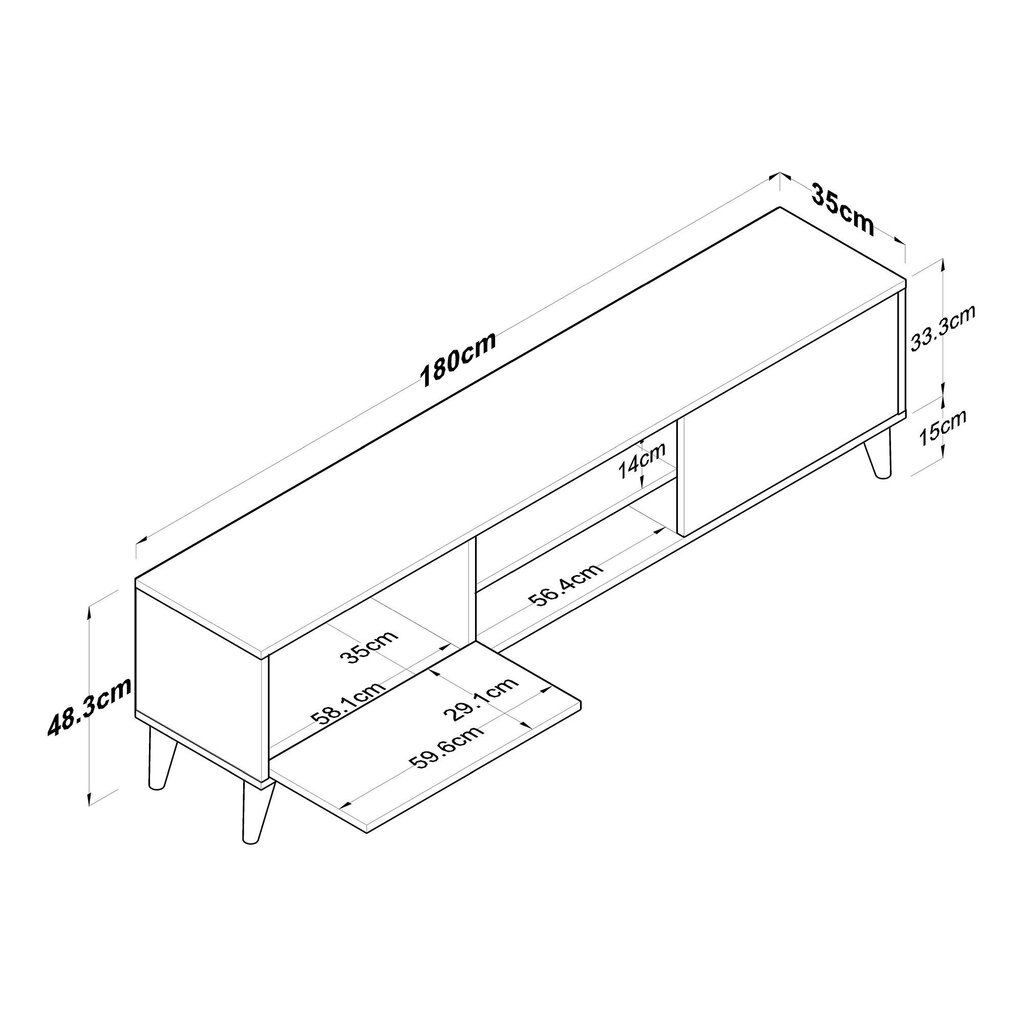 TV alus Asir, 180x49x35 cm, pruun hind ja info | Televiisori alused | hansapost.ee