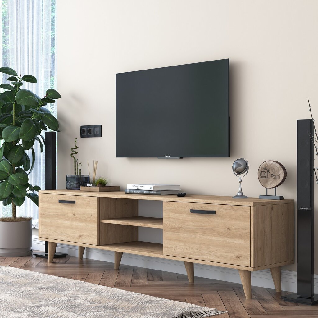 TV alus Asir, 180x49x35 cm, pruun цена и информация | Televiisori alused | hansapost.ee