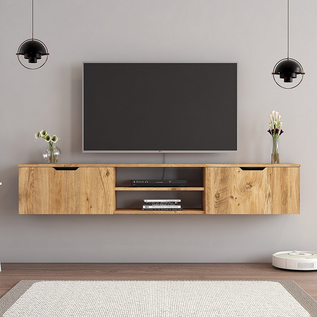 TV alus Asir, 160x30x30 cm, pruun цена и информация | Televiisori alused | hansapost.ee