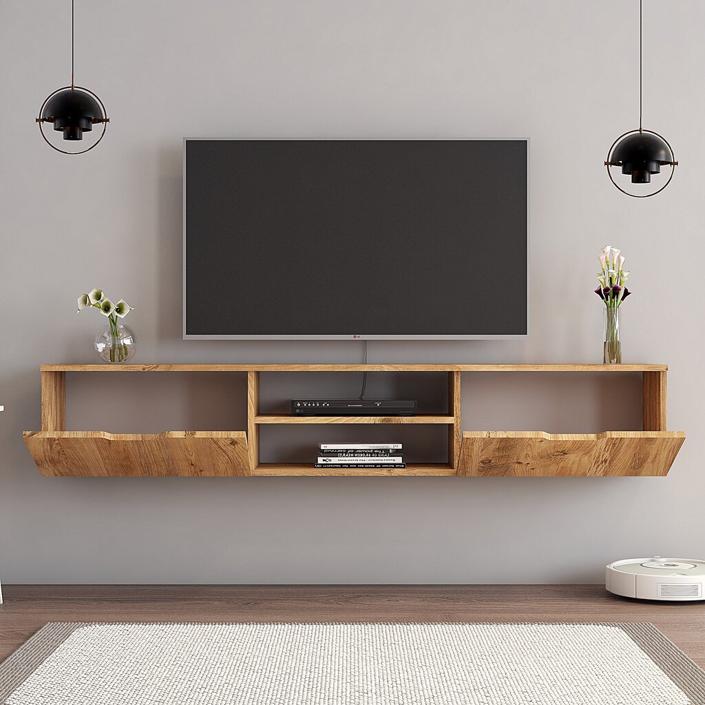 TV alus Asir, 160x30x30 cm, pruun цена и информация | Televiisori alused | hansapost.ee