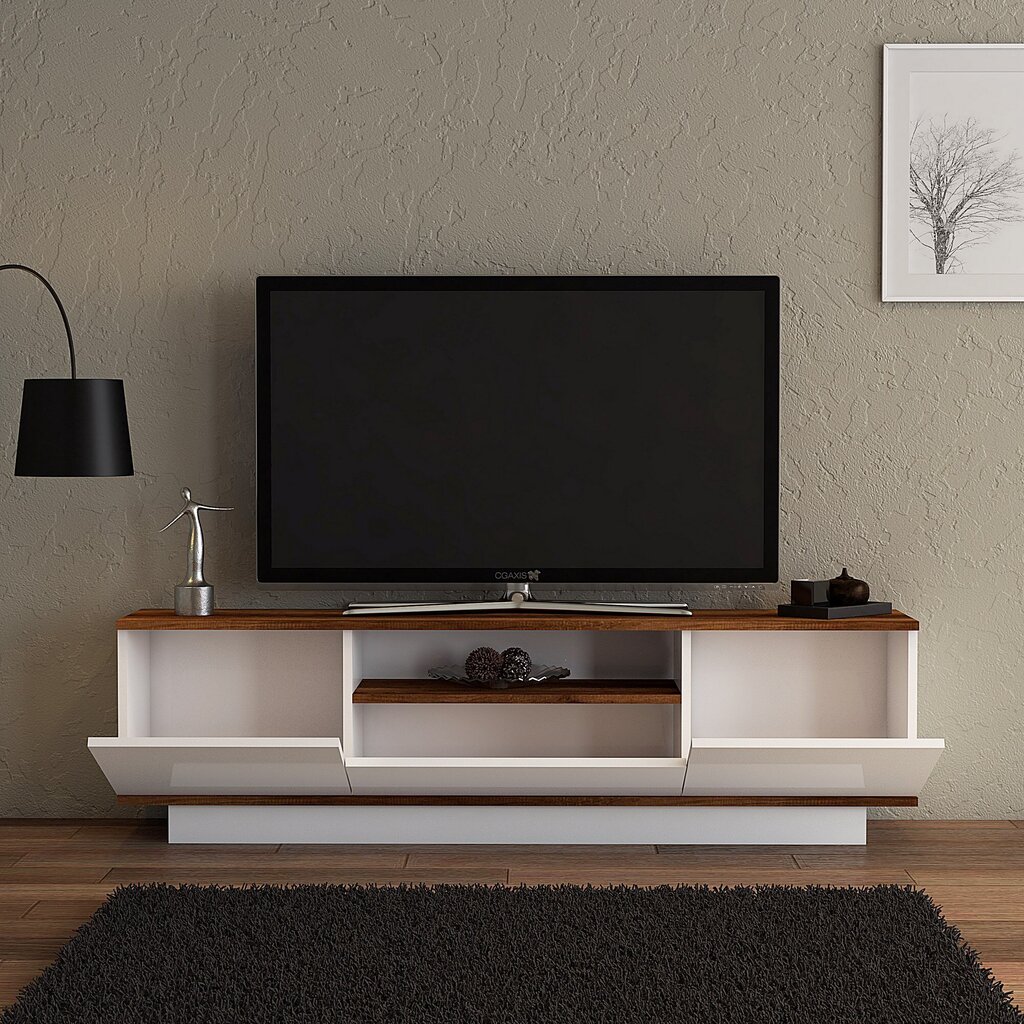 TV alus Asir, 160x45x30 cm, valge/pruun hind ja info | Televiisori alused | hansapost.ee