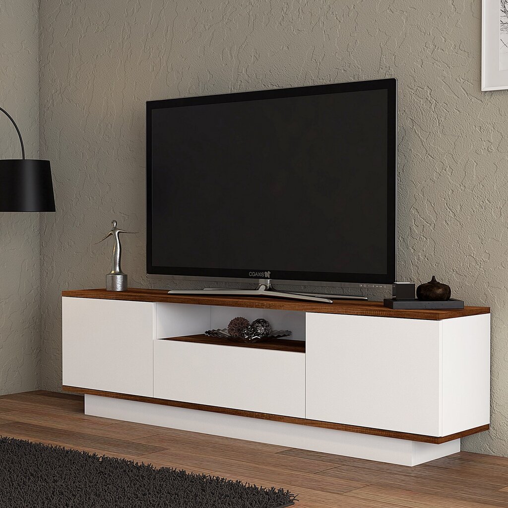 TV alus Asir, 160x45x30 cm, valge/pruun цена и информация | Televiisori alused | hansapost.ee