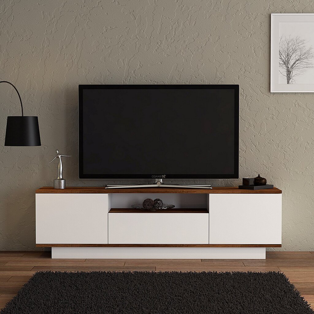 TV alus Asir, 160x45x30 cm, valge/pruun hind ja info | Televiisori alused | hansapost.ee