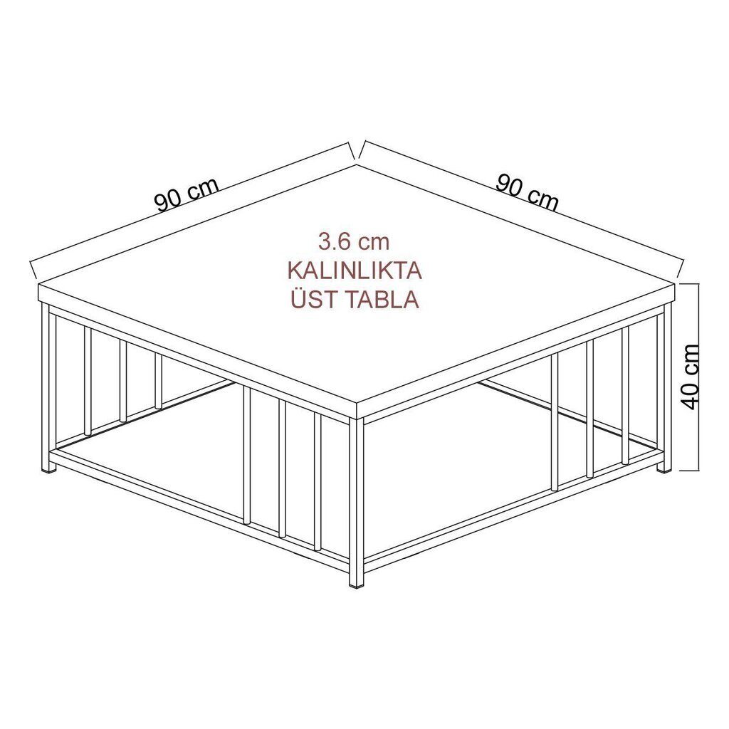 Kohvilaud, Asir, 90 x 90 x 40 cm, must цена и информация | Diivanilauad | hansapost.ee