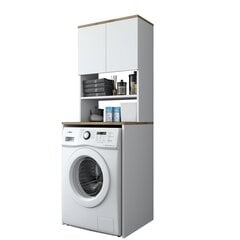 Тумба для стиральной машины, Asir, 65x184x60 см, белая цена и информация | Шкафчики для ванной | hansapost.ee