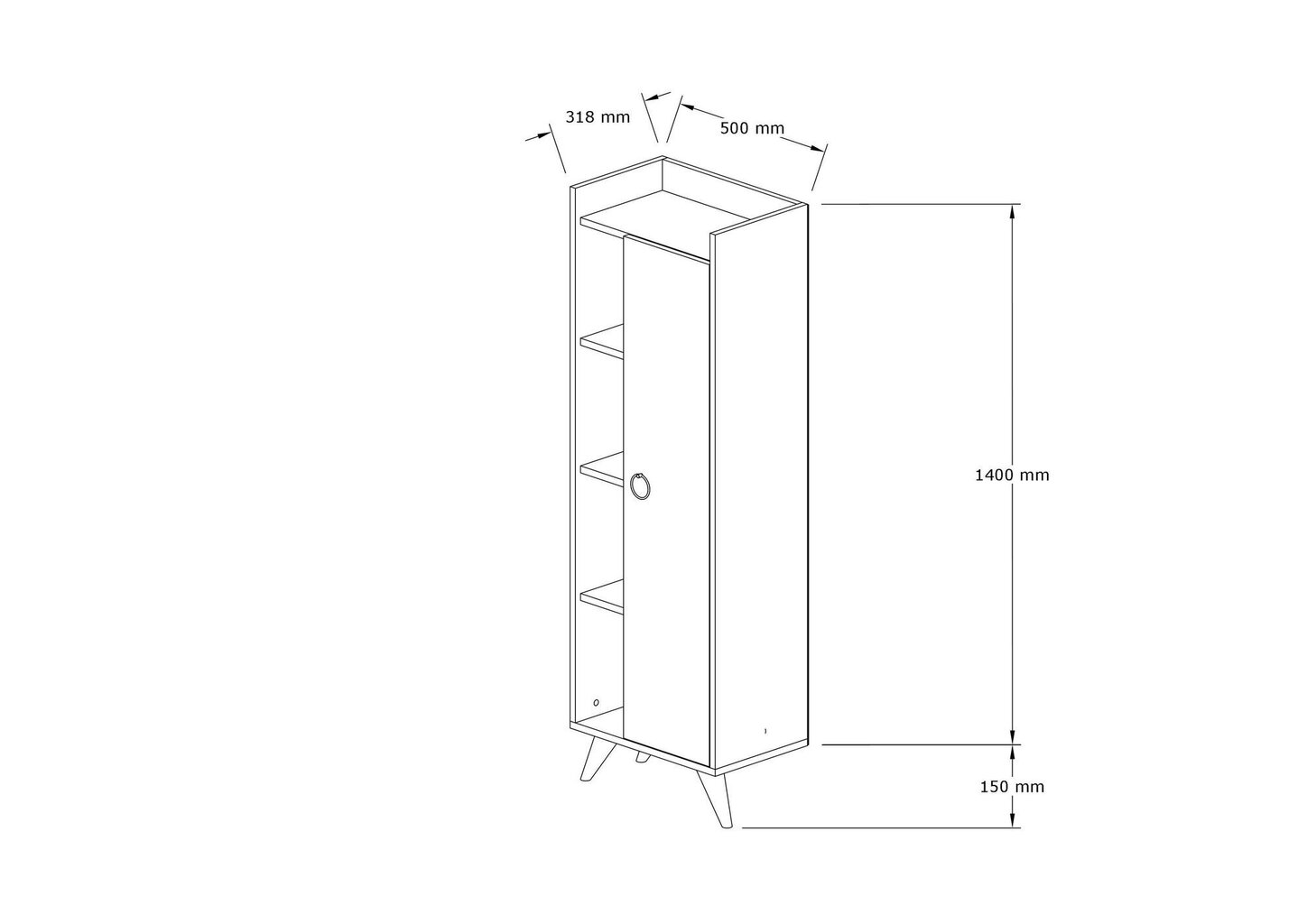 Vannitoa kapp Asir, 50x140x31,8 cm, valge hind ja info | Vannitoakapid | hansapost.ee