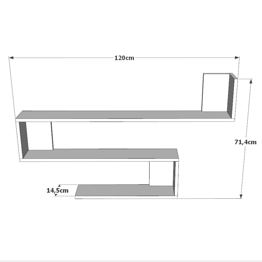 Seinariiul Asir, 120x71,4x14,5cm, valge цена и информация | Riiulid | hansapost.ee
