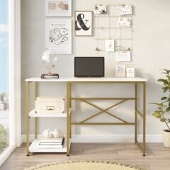 Стол Asir, 120x75x60см, белый/золотой цена и информация | Компьютерные, письменные столы | hansapost.ee