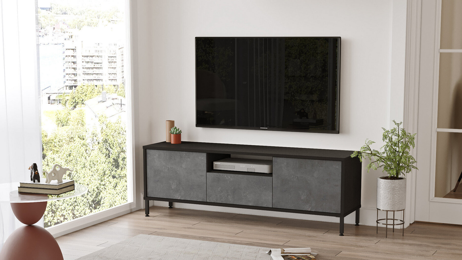 TV alus, Asir, 140 x 47 x 36 cm, must hind ja info | Televiisori alused | hansapost.ee