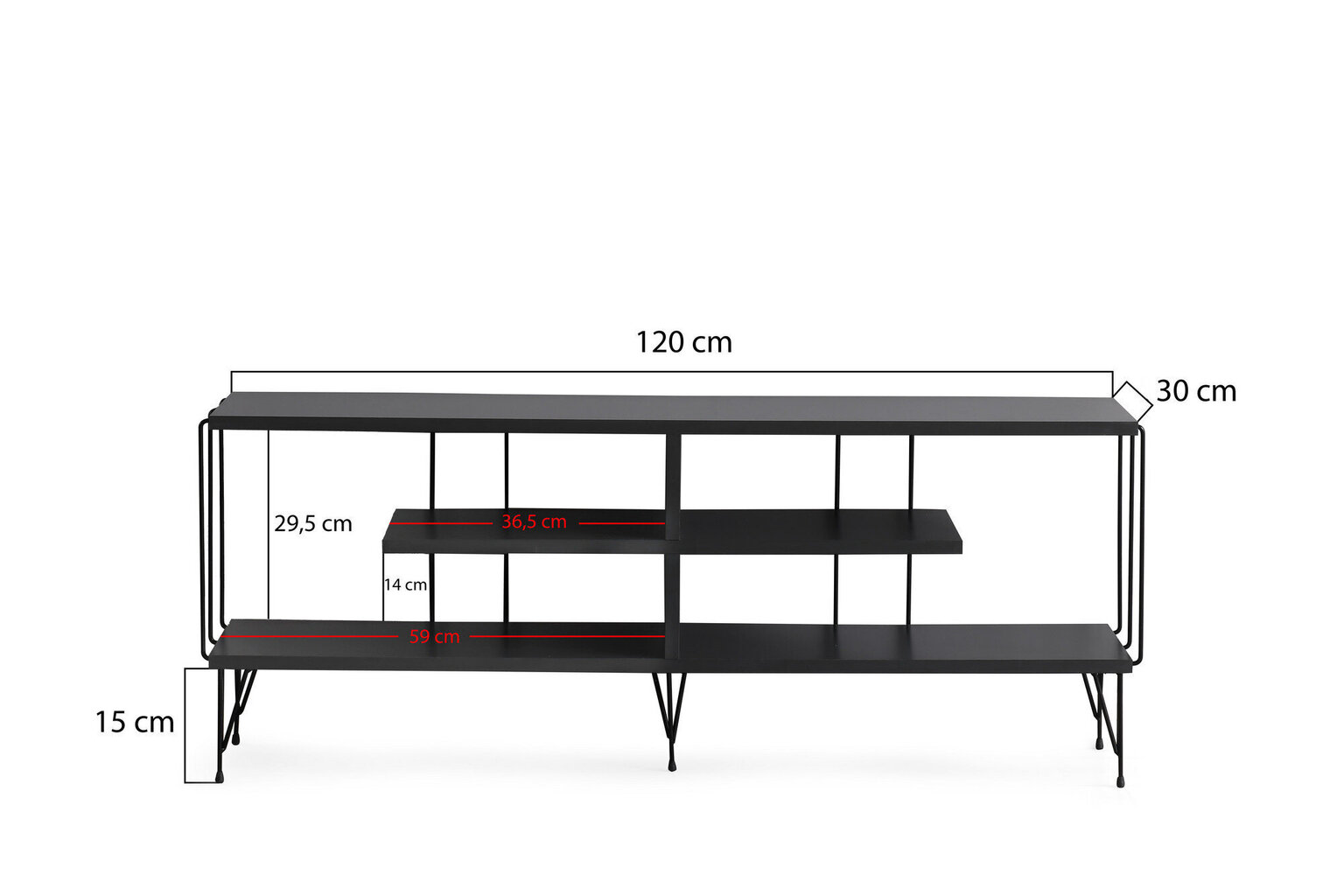 TV alus Asir, 120x44,5x30cm, must hind ja info | Televiisori alused | hansapost.ee