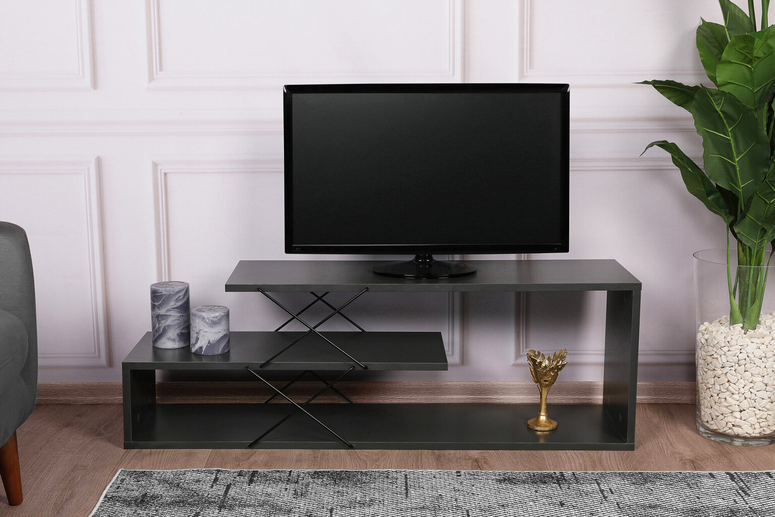 TV alus Asir, 120x40x30cm, must hind ja info | Televiisori alused | hansapost.ee