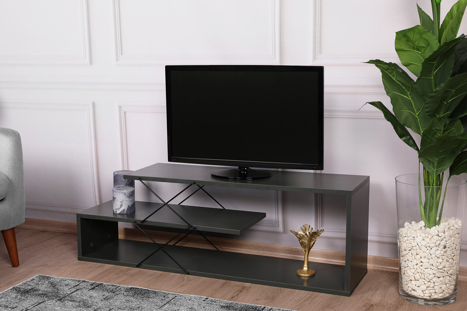 TV alus Asir, 120x40x30cm, must hind ja info | Televiisori alused | hansapost.ee