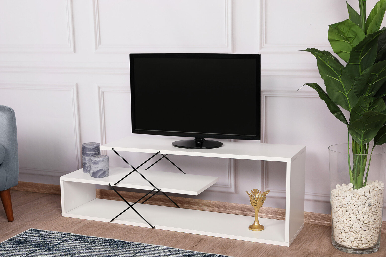 TV alus Asir, 120x40x30cm, valge цена и информация | Televiisori alused | hansapost.ee