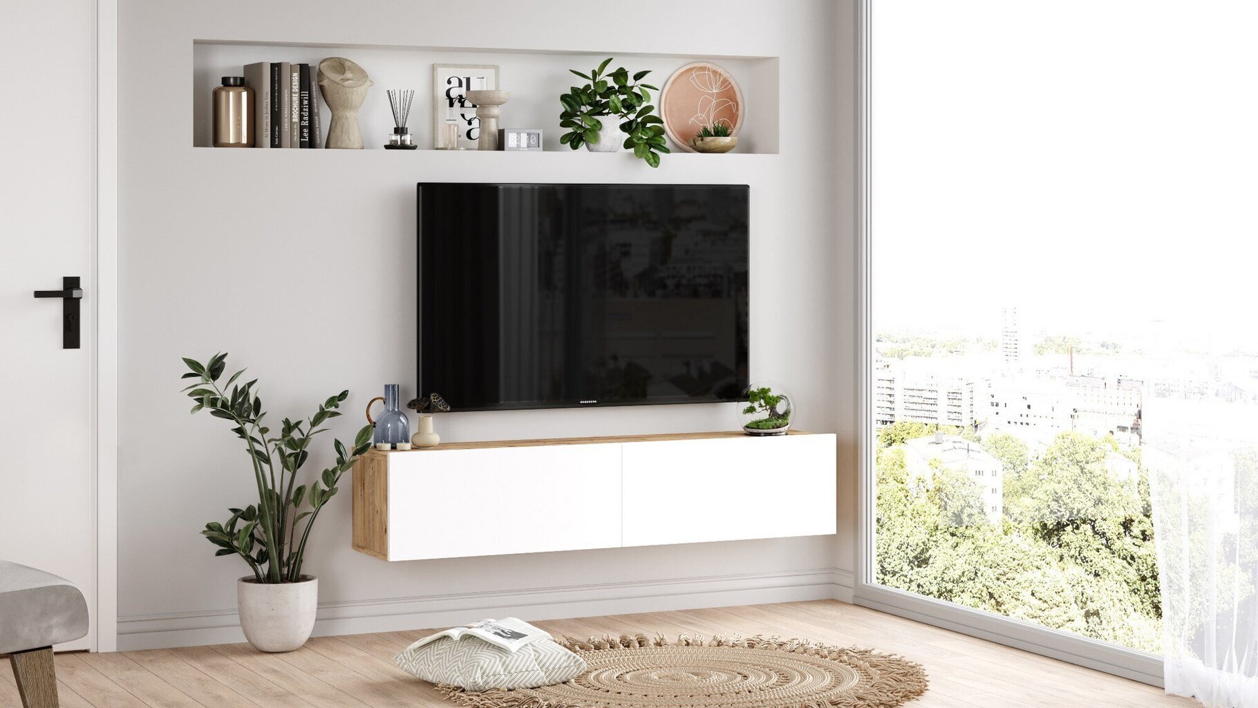 TV alus Asir, 140x29,1x31,6cm, valge hind ja info | Televiisori alused | hansapost.ee