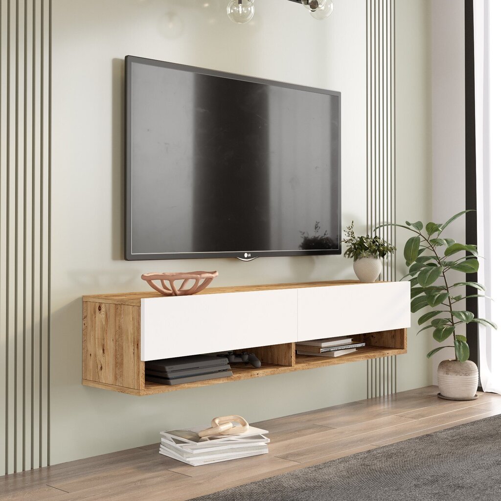 TV alus Asir, 140x29,1x31,6cm, valge ja beež hind ja info | Televiisori alused | hansapost.ee