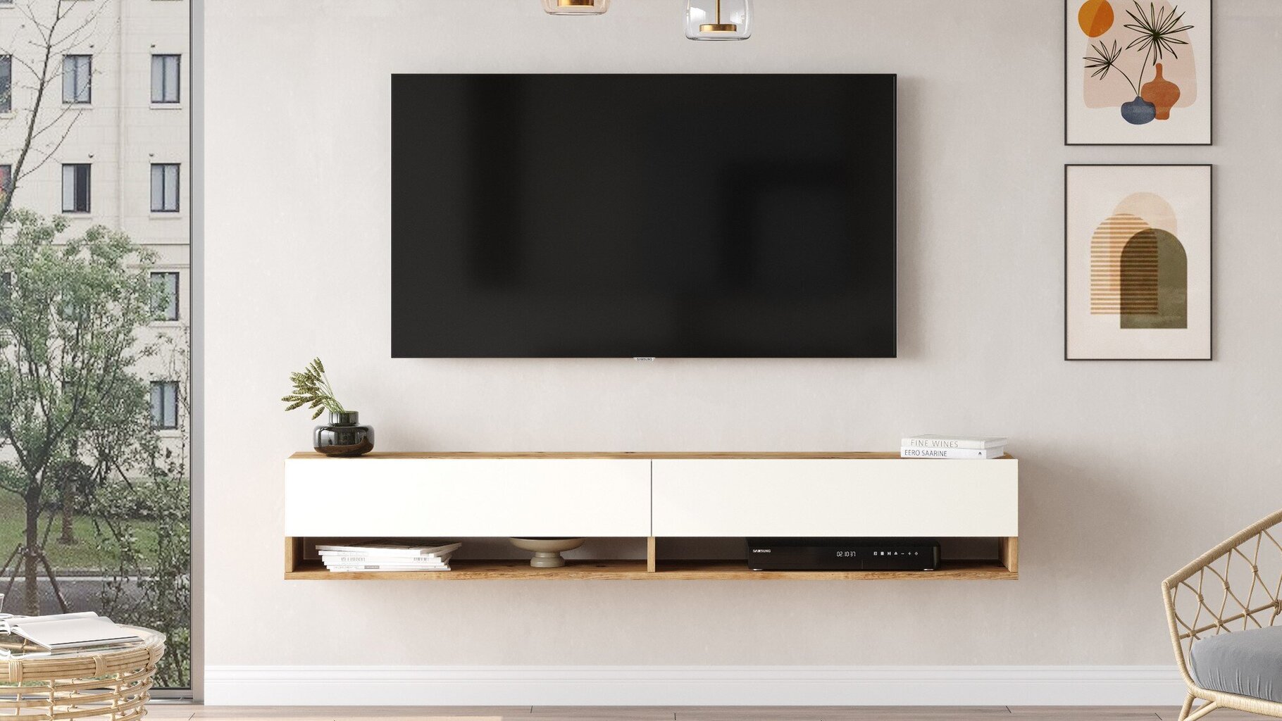 TV alus Asir, 180x29,1x31,6cm, valge hind ja info | Televiisori alused | hansapost.ee