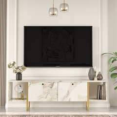 TV alus Asir, 160x47,6x40cm, valgekirju/kuldne hind ja info | Televiisori alused | hansapost.ee