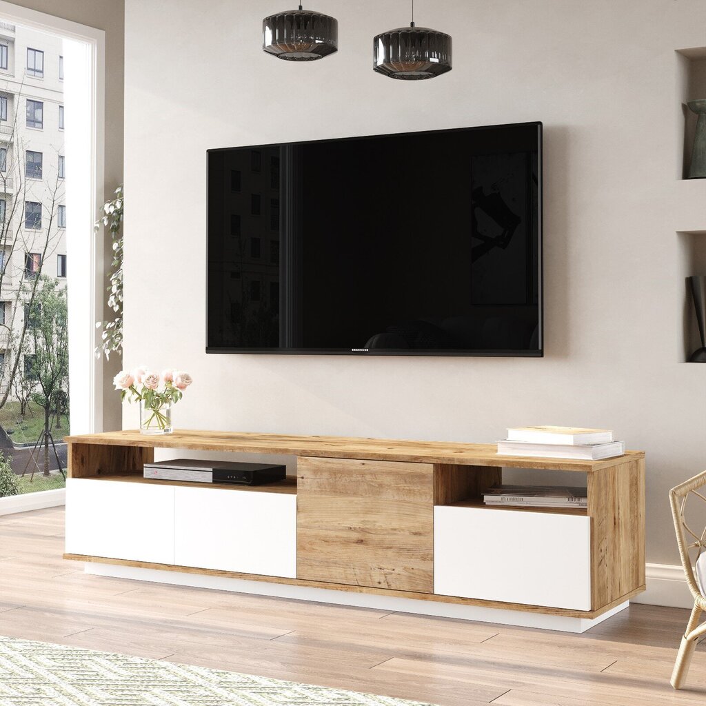 TV alus Asir, 180x44,6x44,5cm, valge/beež hind ja info | Televiisori alused | hansapost.ee