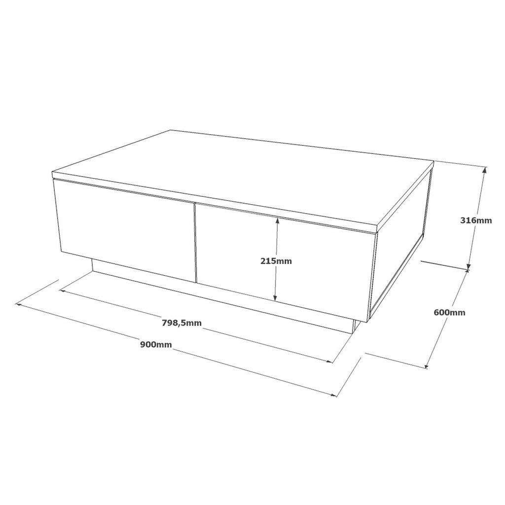 Kohvilaud 90cm x 31,6 cm x 60cm, valge hind ja info | Diivanilauad | hansapost.ee