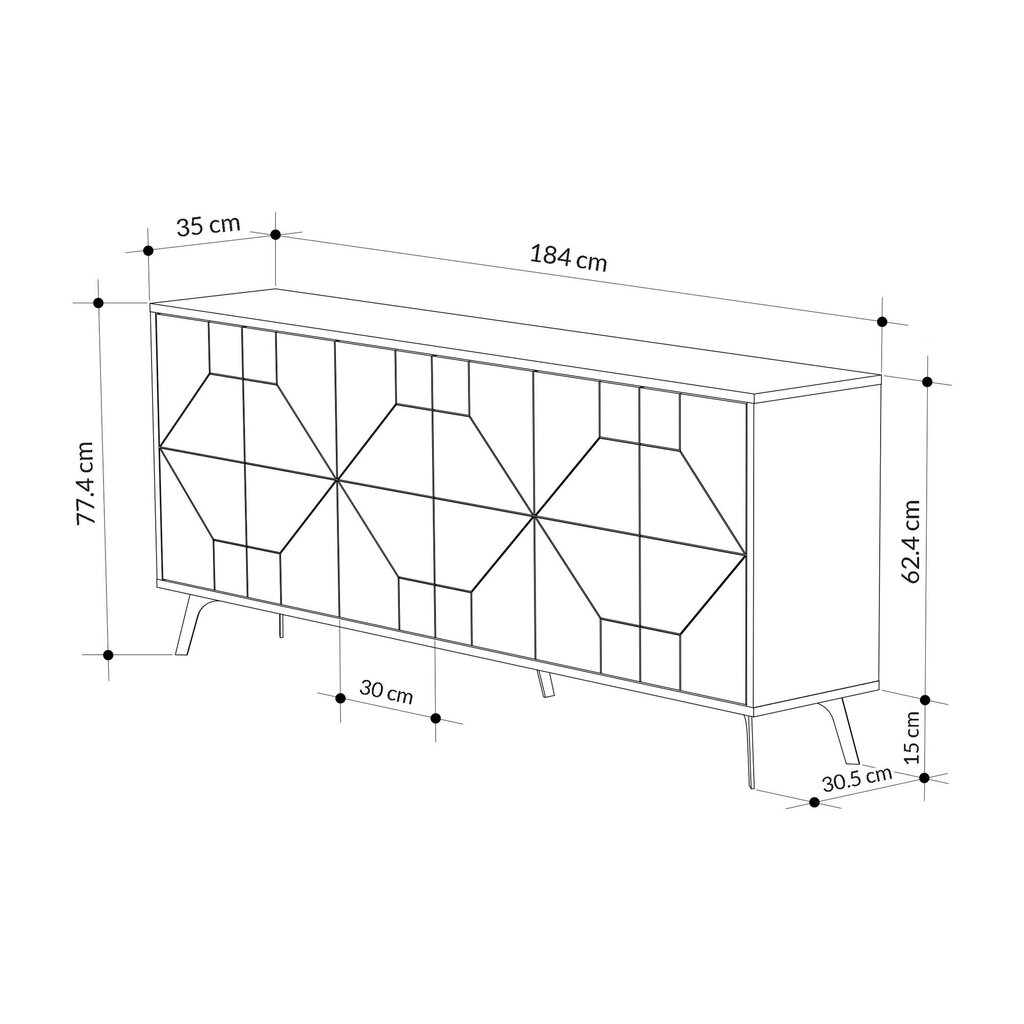 Kapp Asir, 184x77,4x35cm, helehall hind ja info | Konsoollauad | hansapost.ee