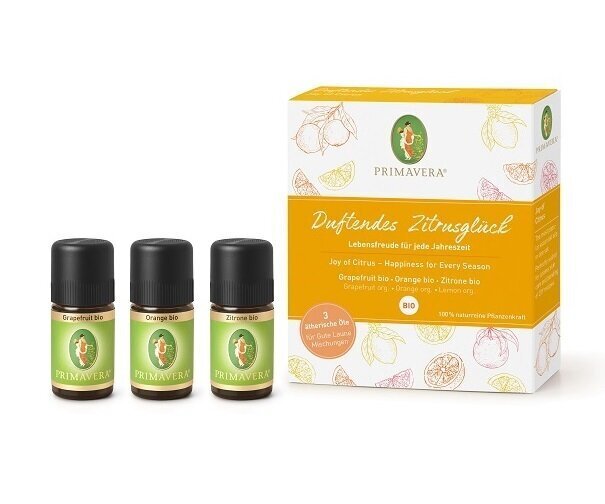 Eeterlike õlide komplekt Primavera Joy of Citrus: greip, 5 ml + apelsin, 5 ml + sidrun, 5 ml hind ja info | Kosmeetilsed ja eeterlikud õlid | hansapost.ee