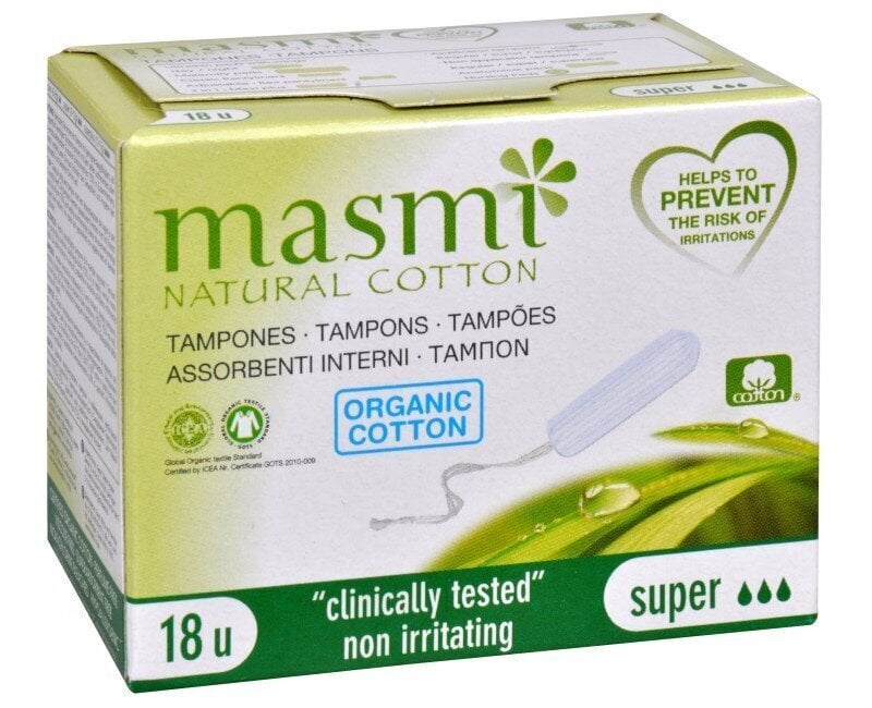 Tampoonid Masmi Natural Cotton, 18 tk цена и информация | Tampoonid, hügieenisidemed ja menstruaalanumad | hansapost.ee