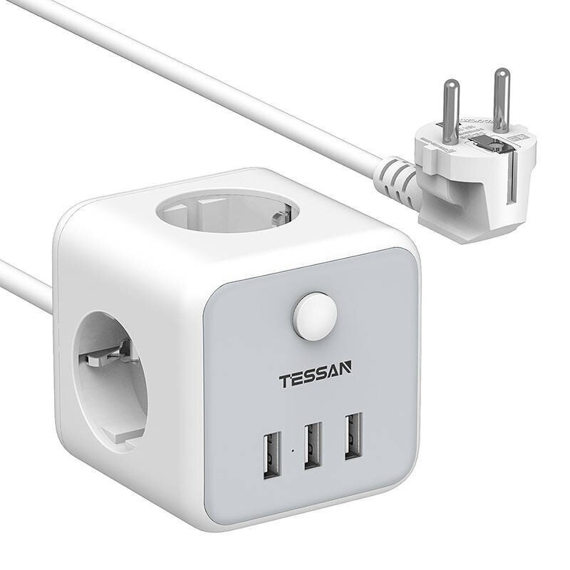 Pikendusjuhe Tessan TS-301 Power Strip, valge цена и информация | Pikendusjuhtmed | hansapost.ee