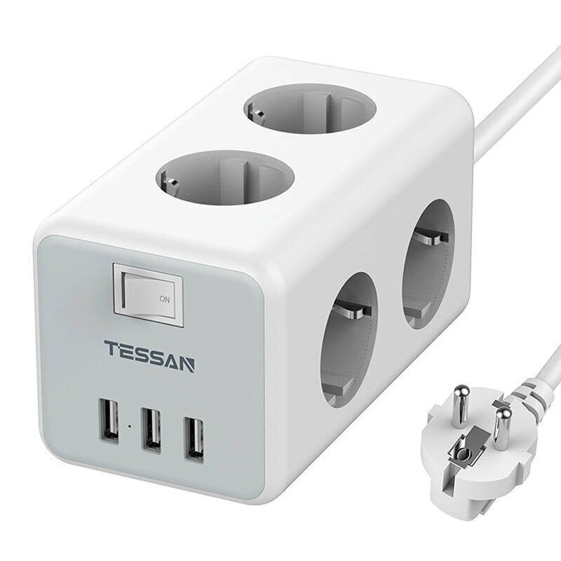 Pikendusjuhe Tessan TS-306 Power Strip, valge hind ja info | Pikendusjuhtmed | hansapost.ee