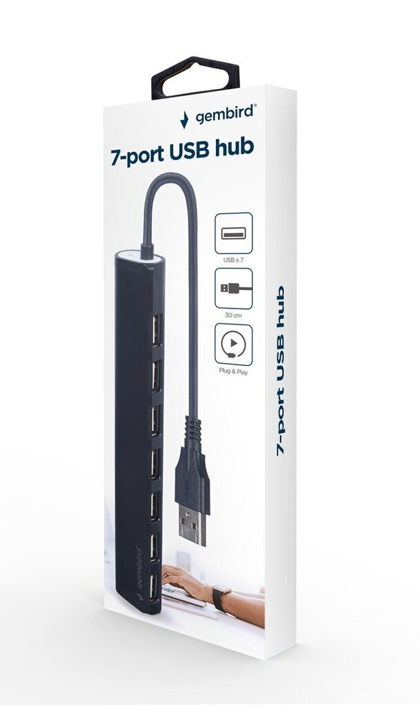 USB-jaotur Gembird USB 2.0 7-pordiline must цена и информация | USB adapterid ja jagajad | hansapost.ee