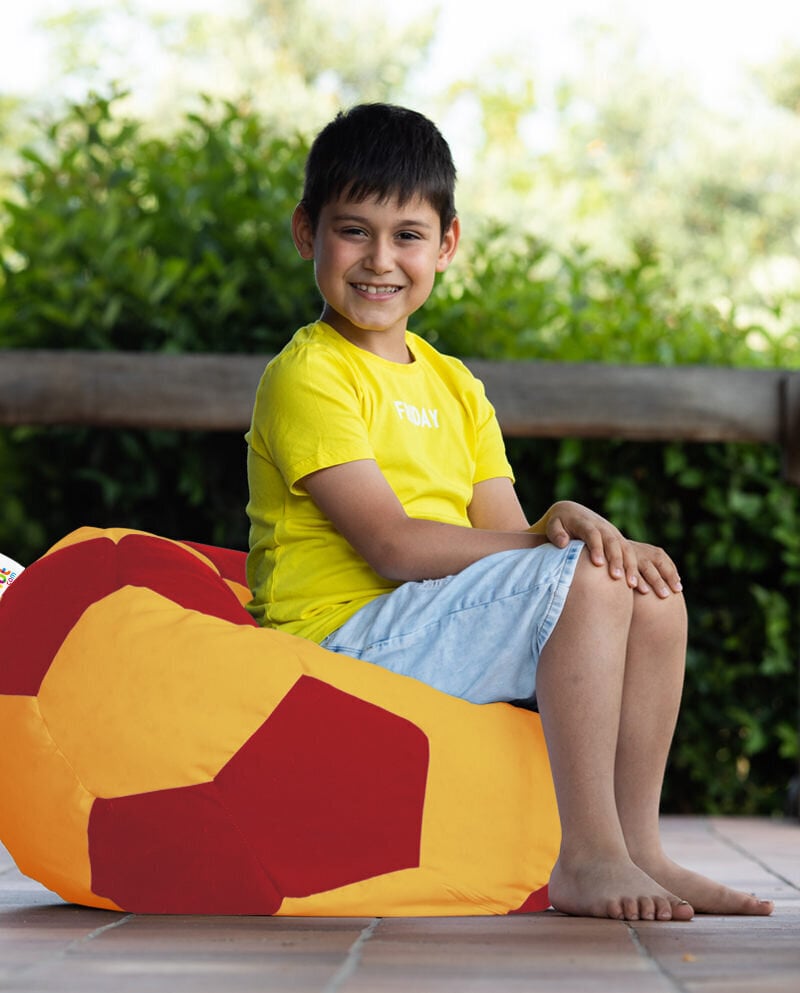 Kott-tool Football Kids Pouf, kollane/punane hind ja info | Kott-toolid, tumbad, järid | hansapost.ee