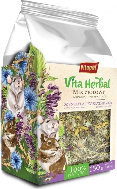 Heina närilistele Vitapol Vita Herbal, 150 g цена и информация | Põhk ja hein väikeloomadele | hansapost.ee