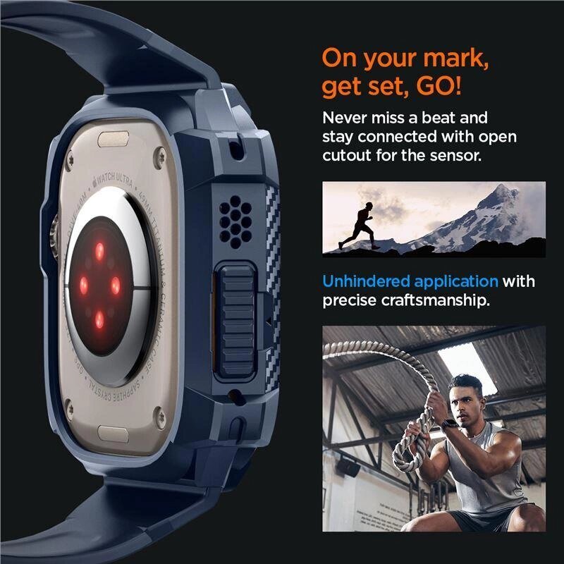 Spigen Rugged Armor Pro case Apple Watch Ultra 1 | 2 (49 mm), navy blue hind ja info | Nutikellade aksessuaarid ja tarvikud | hansapost.ee