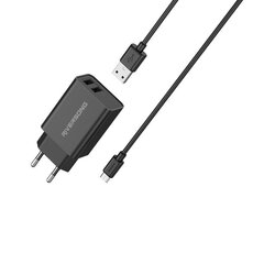 Riversong sieninis įkroviklis SafeKub D2 2x USB 12W juodas + laidas USB - microUSB AD29 + CM85 цена и информация | Riversong Телефоны и аксессуары | hansapost.ee