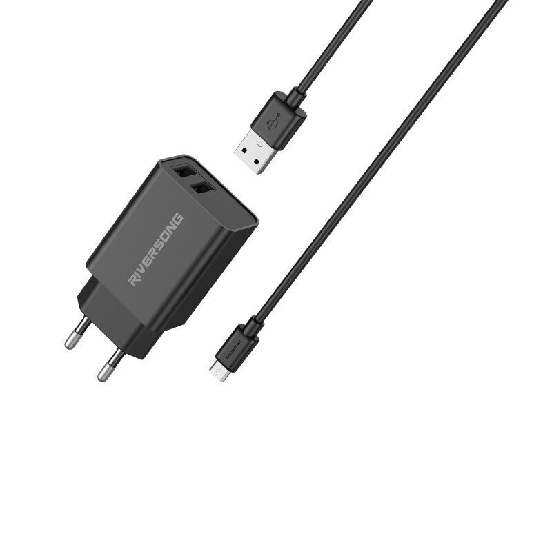 Riversong SafeKub D2 2x USB 12W + kaabel USB - microUSB AD29 + CM85 цена и информация | Laadijad mobiiltelefonidele | hansapost.ee