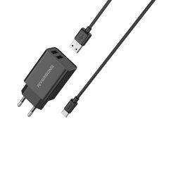 Riversong зарядное устройство SafeKub D2 2x USB 12W черный + проволока USB - USB-C AD29 + CT85 цена и информация | Зарядные устройства для телефонов | hansapost.ee