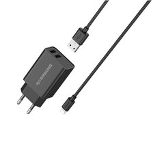 Riversong sieninis įkroviklis SafeKub D2 2x USB 12W juodas + laidas USB - Lightning AD29 + CL85 цена и информация | Зарядные устройства для телефонов | hansapost.ee