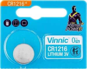 Patareid Vinnic CR1216 3V 5 tk hind ja info | Patareid | hansapost.ee