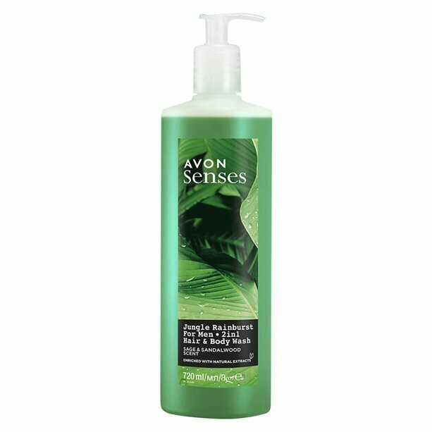 Dušigeel-šampoon meestele Avon Senses Jungle Rainburst For Men 2in1, 720 ml hind ja info | Dušigeelid, õlid | hansapost.ee