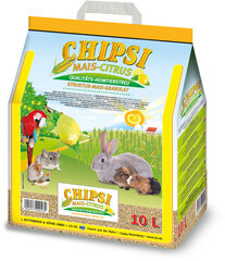 Chipsi лимонно-ароматизированный наполнитель из кукурузных початков для мелких домашних животных 10L цена и информация | Подстилка, сено для грызунов | hansapost.ee