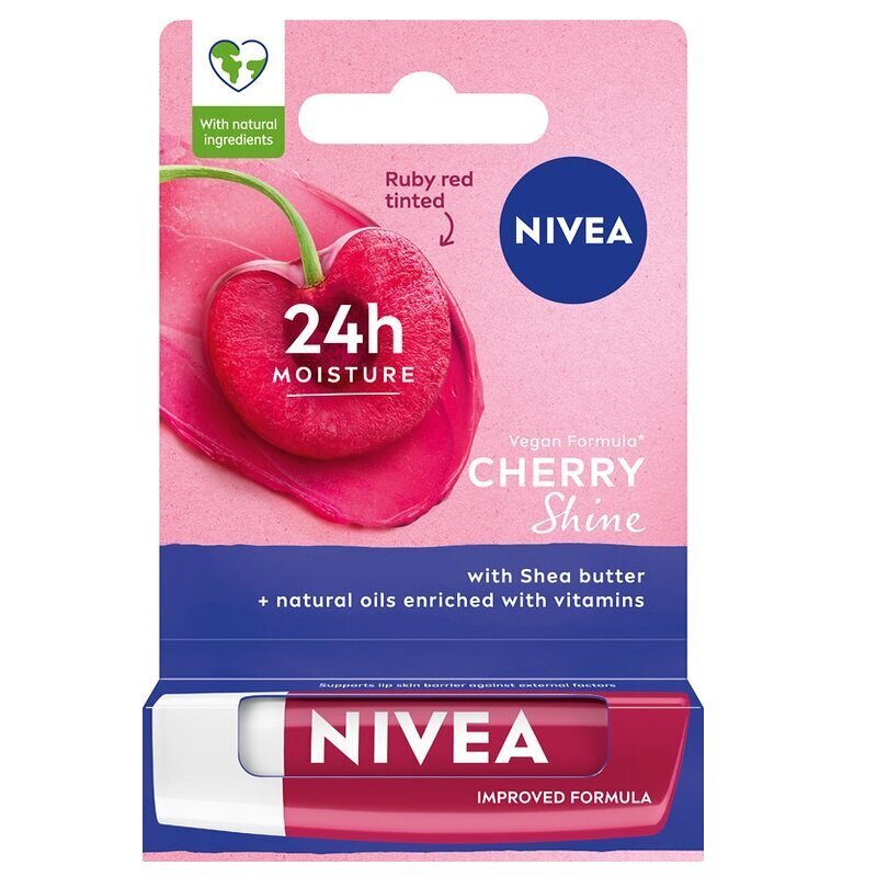 Huulepalsam Nivea 24H Mett-In Moisture Cherry Shine, 4,8 g цена и информация | Huulekosmeetika | hansapost.ee