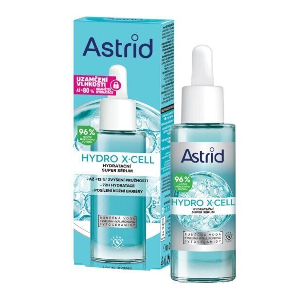 Niisutav näoseerum Astrid Hydro X-Cell, 30 ml цена и информация | Näoõlid, ampullid ja seerumid | hansapost.ee