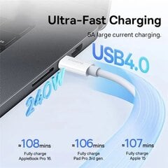 Baseus Superior Series 2 Fast Charging Cable USB-C|USB-C 240W 1m Moon White цена и информация | Кабели для телефонов | hansapost.ee